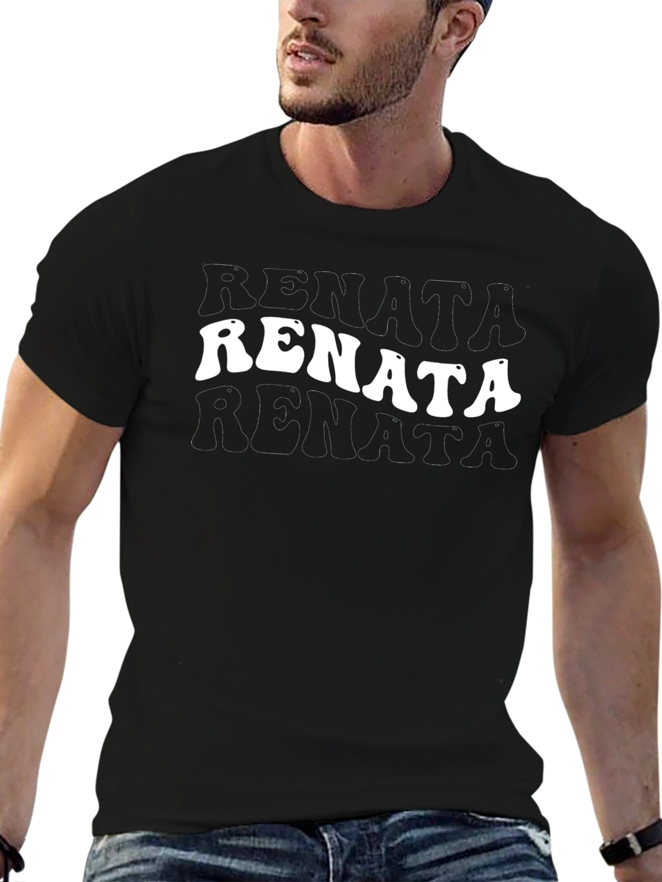 Renata Graphic Tee - Black Cotton Blend T-Shirt
