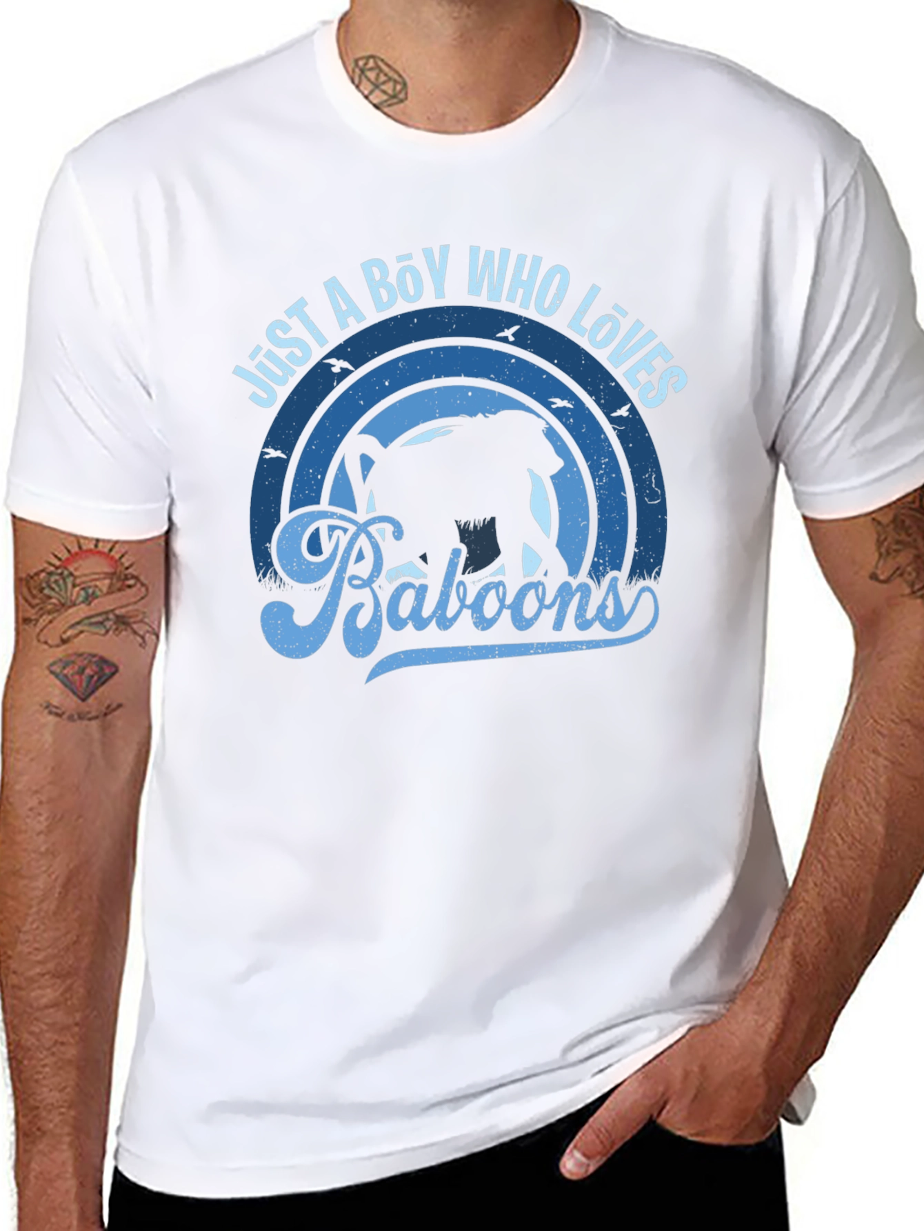 Just A Boy Who Loves Baboons Black Graphic T-Shirt