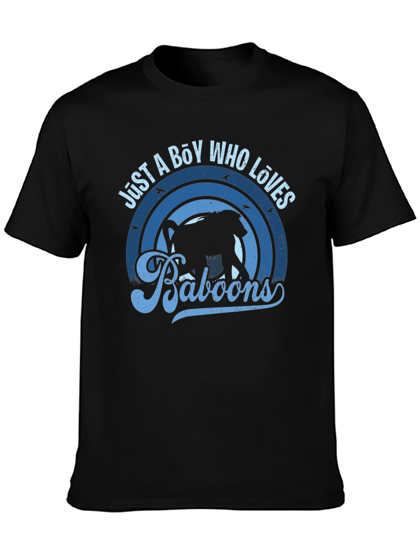 Just A Boy Who Loves Baboons Black Graphic T-Shirt