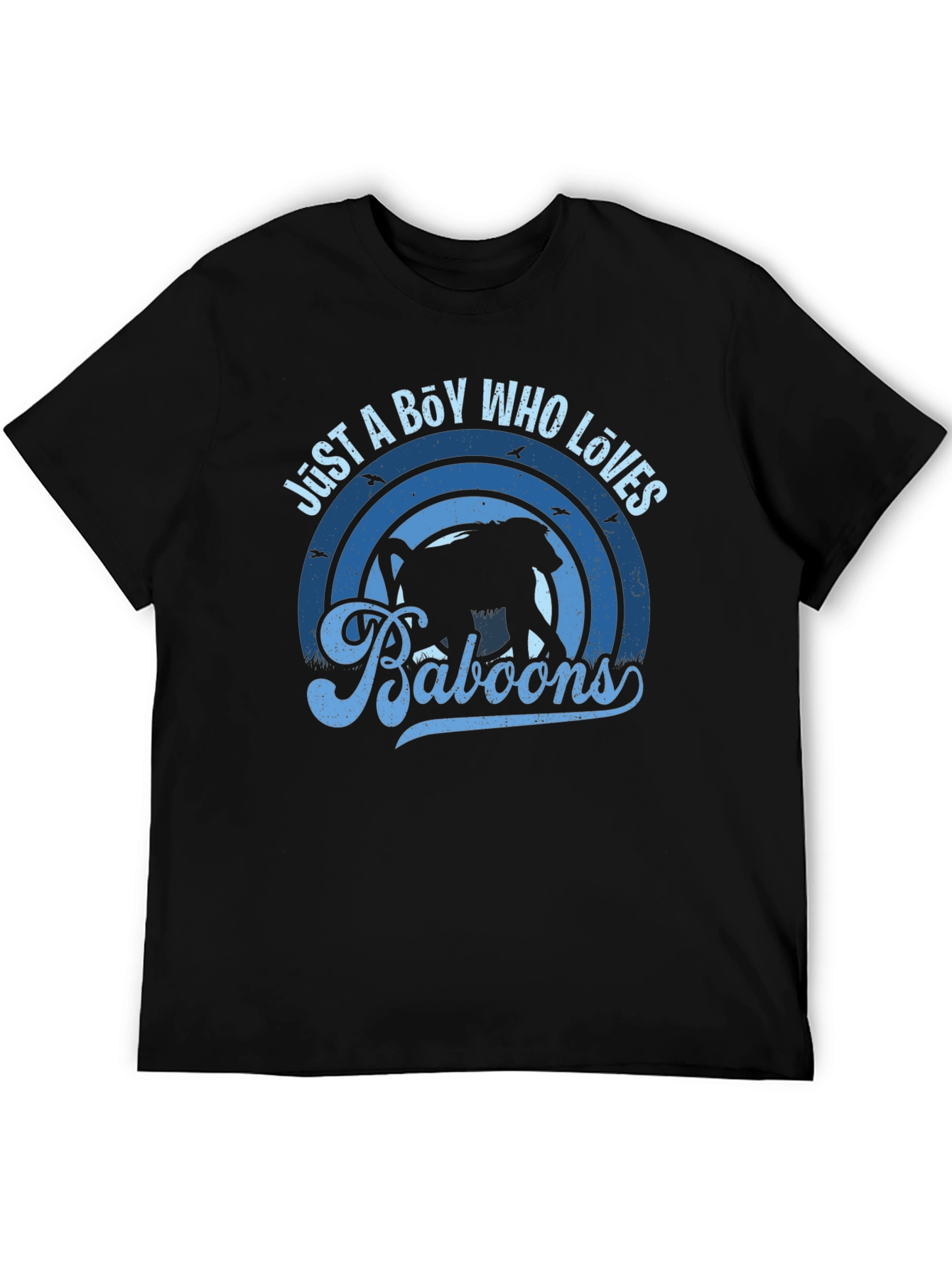 Just A Boy Who Loves Baboons Black Graphic T-Shirt