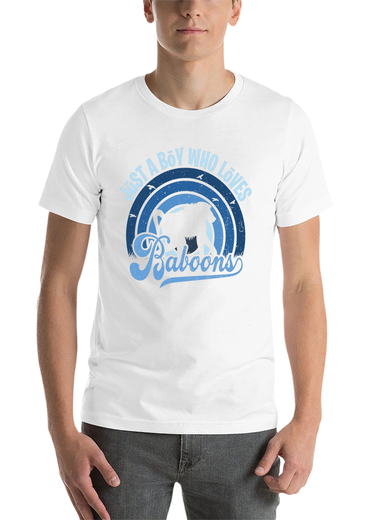 Just A Boy Who Loves Baboons Black Graphic T-Shirt