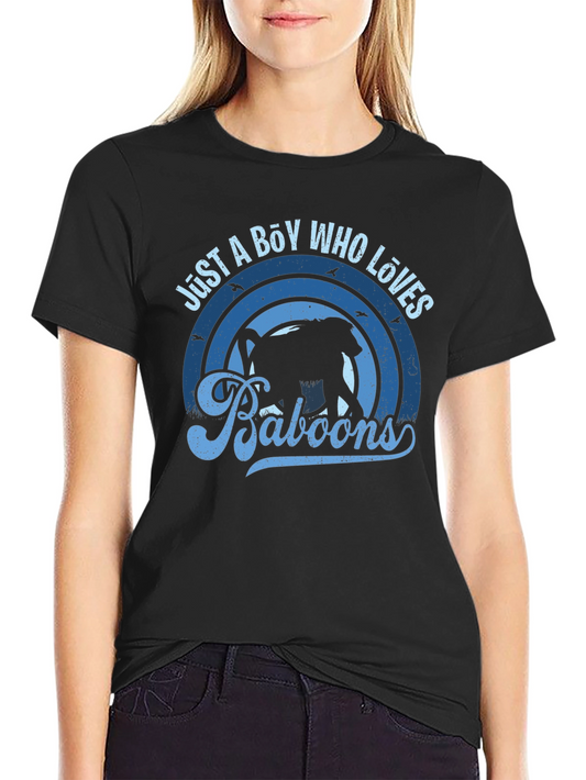 Just A Boy Who Loves Baboons Black Graphic T-Shirt