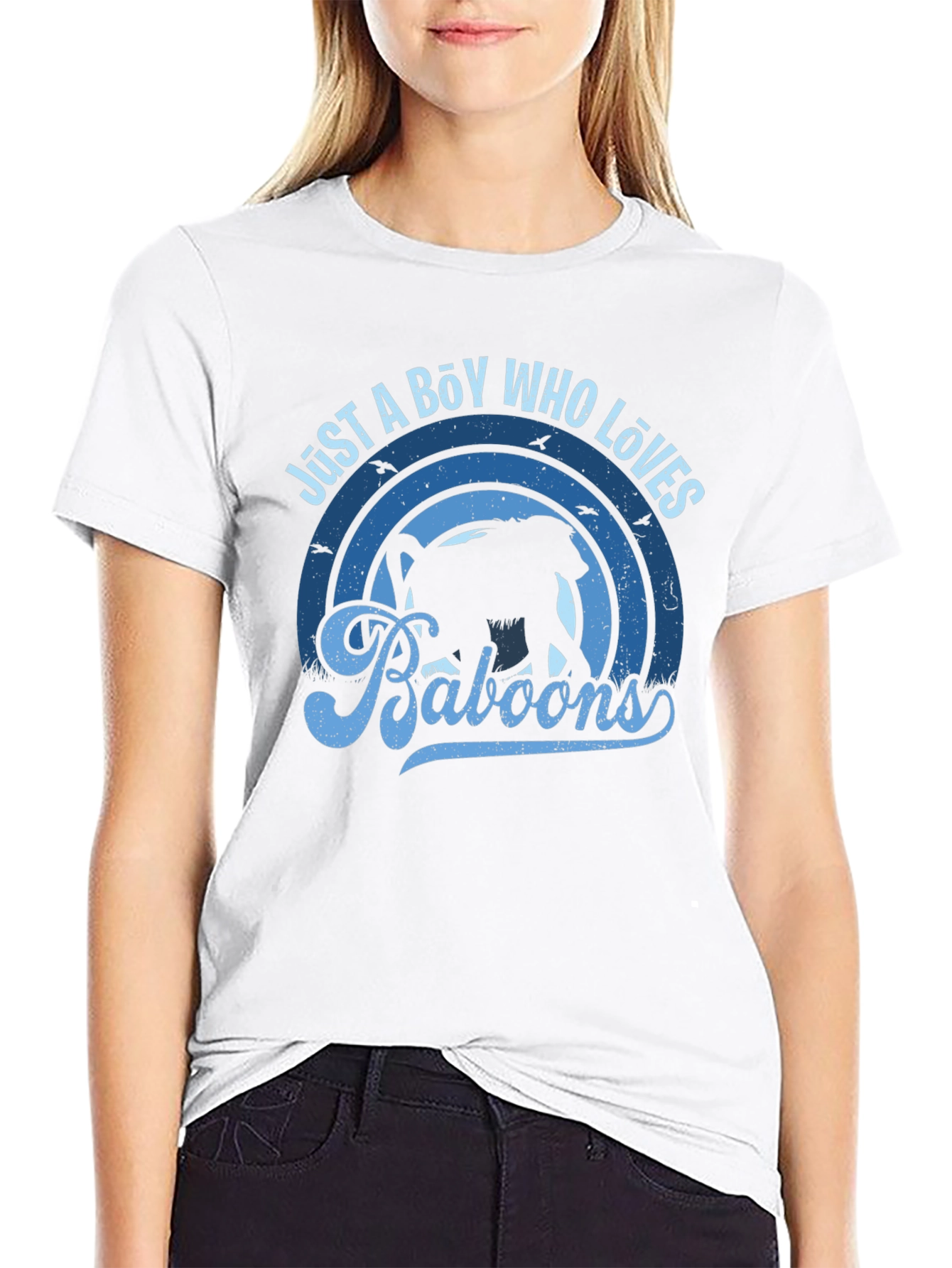Just A Boy Who Loves Baboons Black Graphic T-Shirt