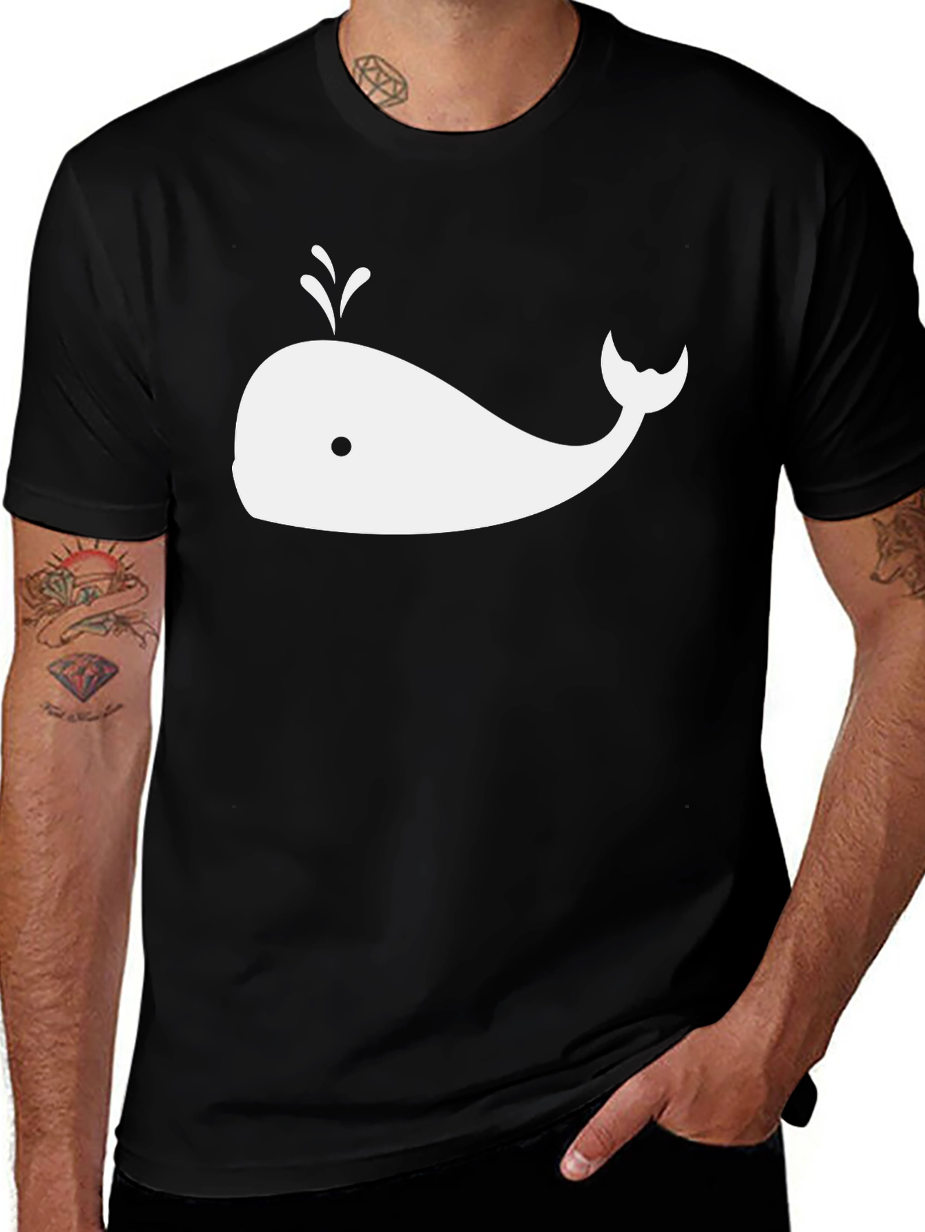 Whale Graphic Black Tee - Soft Cotton Comfort