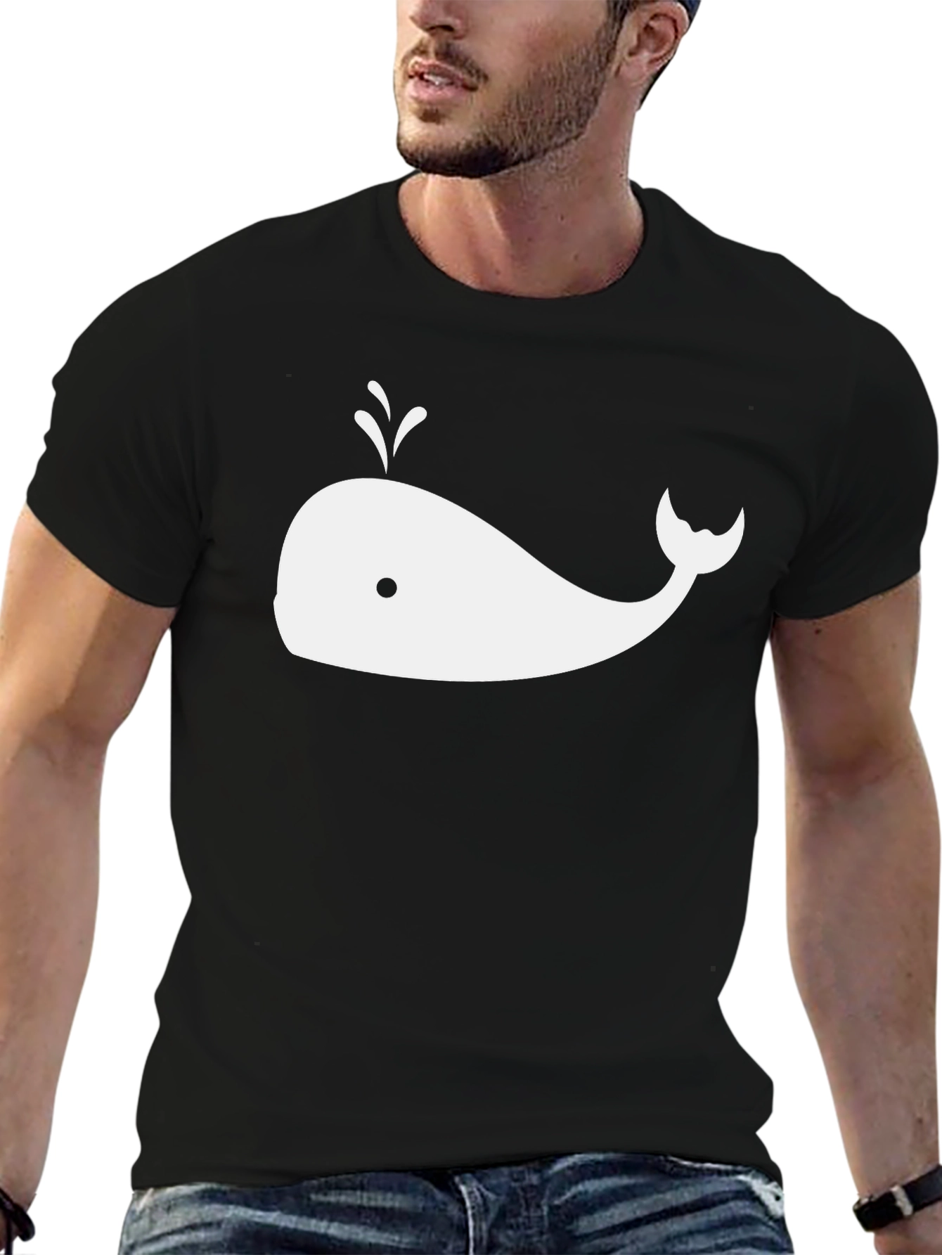 Whale Graphic Black Tee - Soft Cotton Comfort