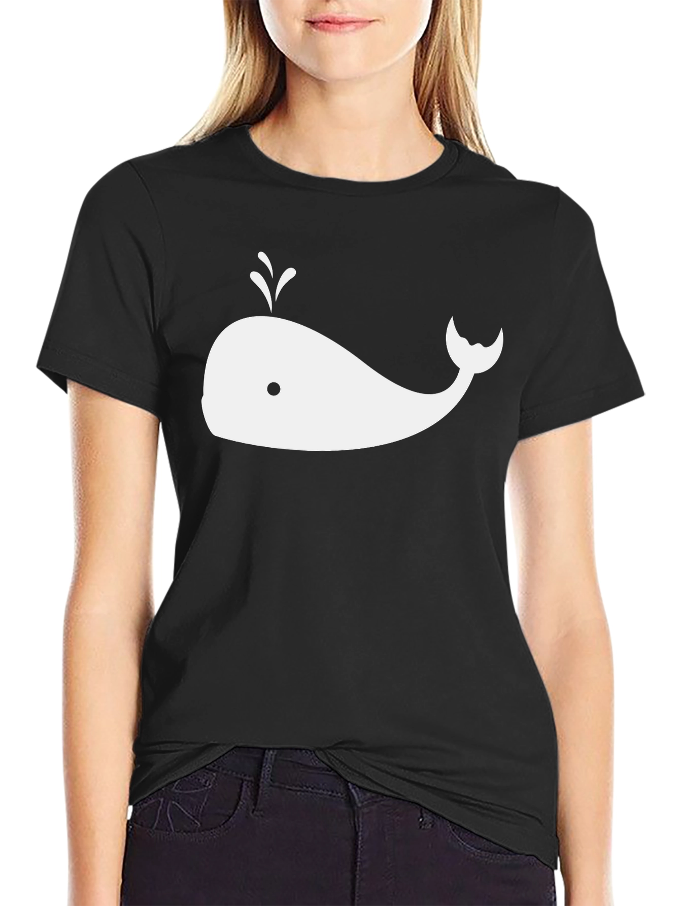Whale Graphic Black Tee - Soft Cotton Comfort