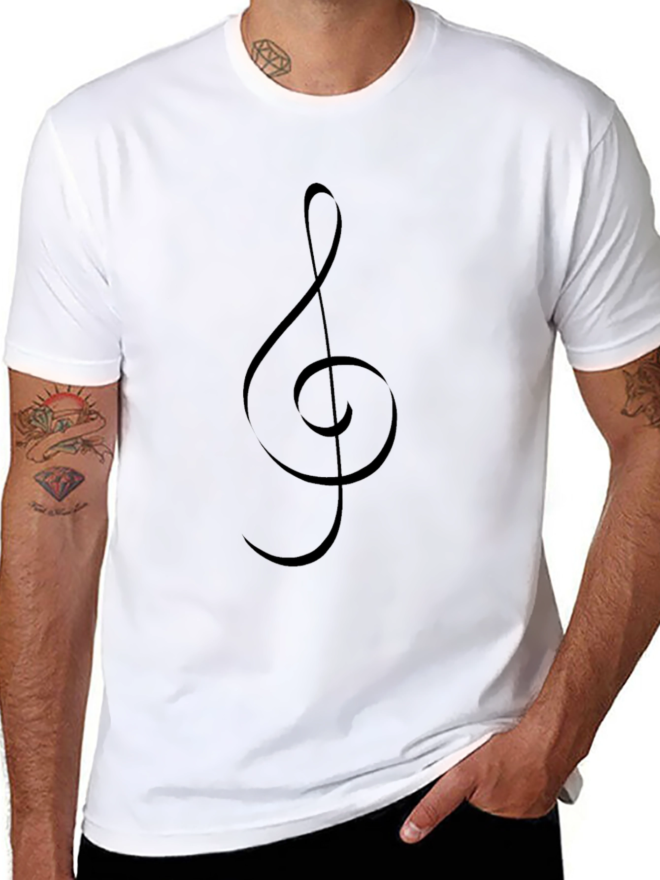 Black Treble Clef T-Shirt | Music Lover Apparel
