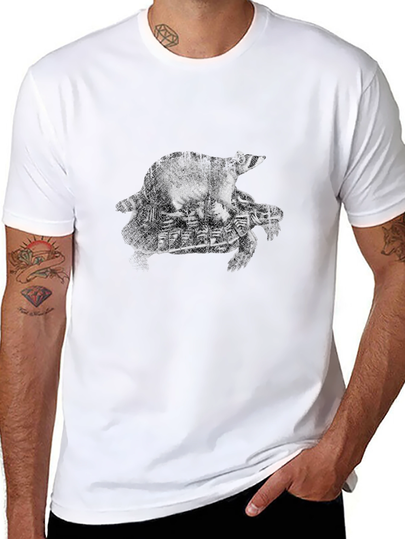 Raccoon Riding Turtle Graphic Tee