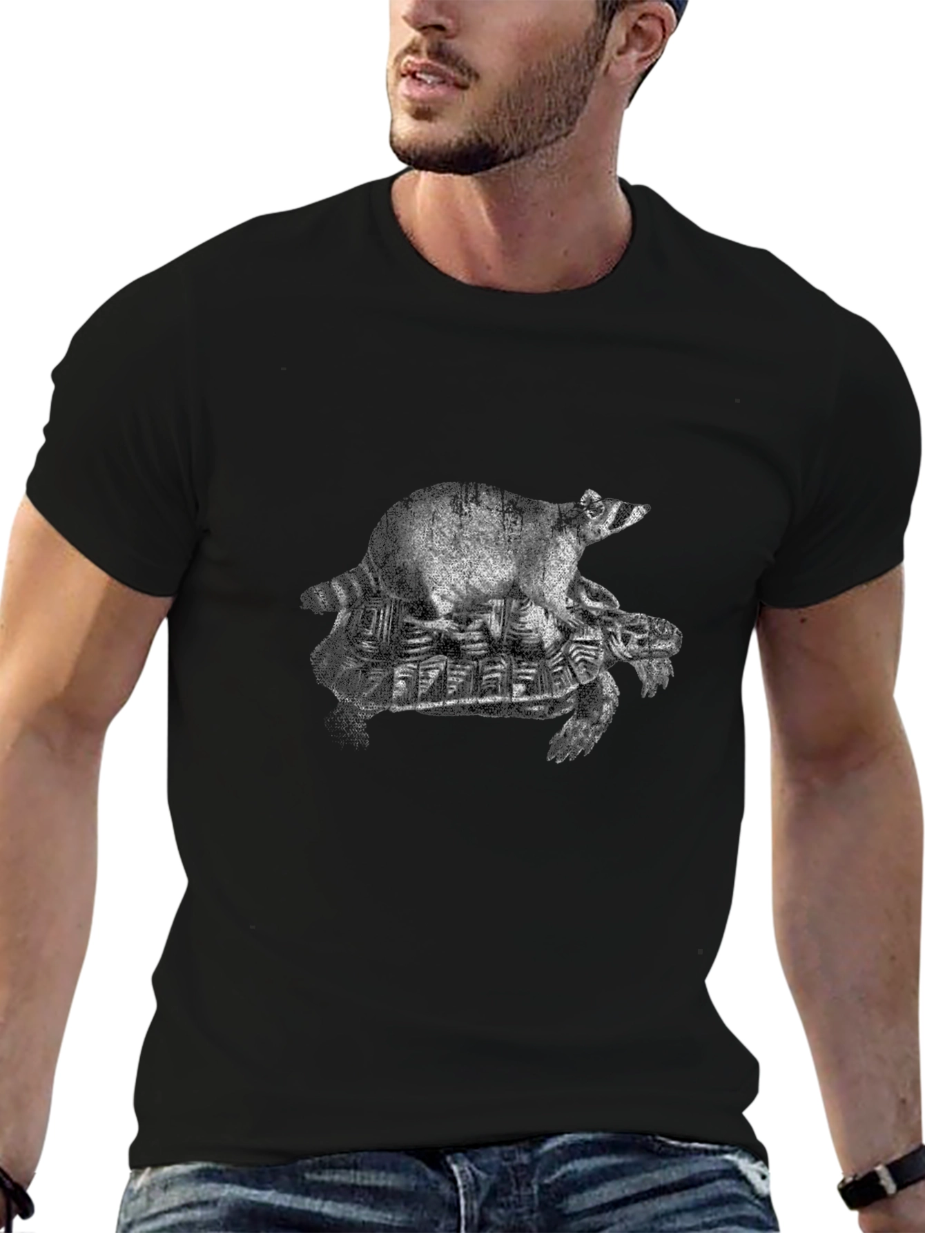 Raccoon Riding Turtle Graphic Tee
