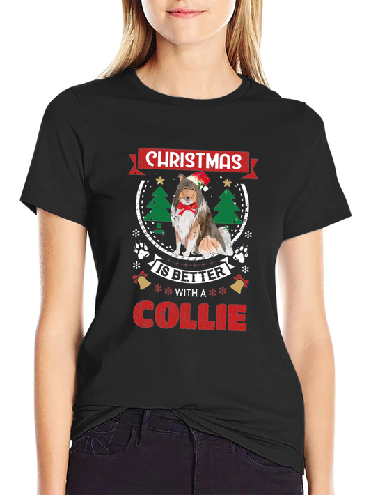 Christmas Collie Dog Graphic Tee