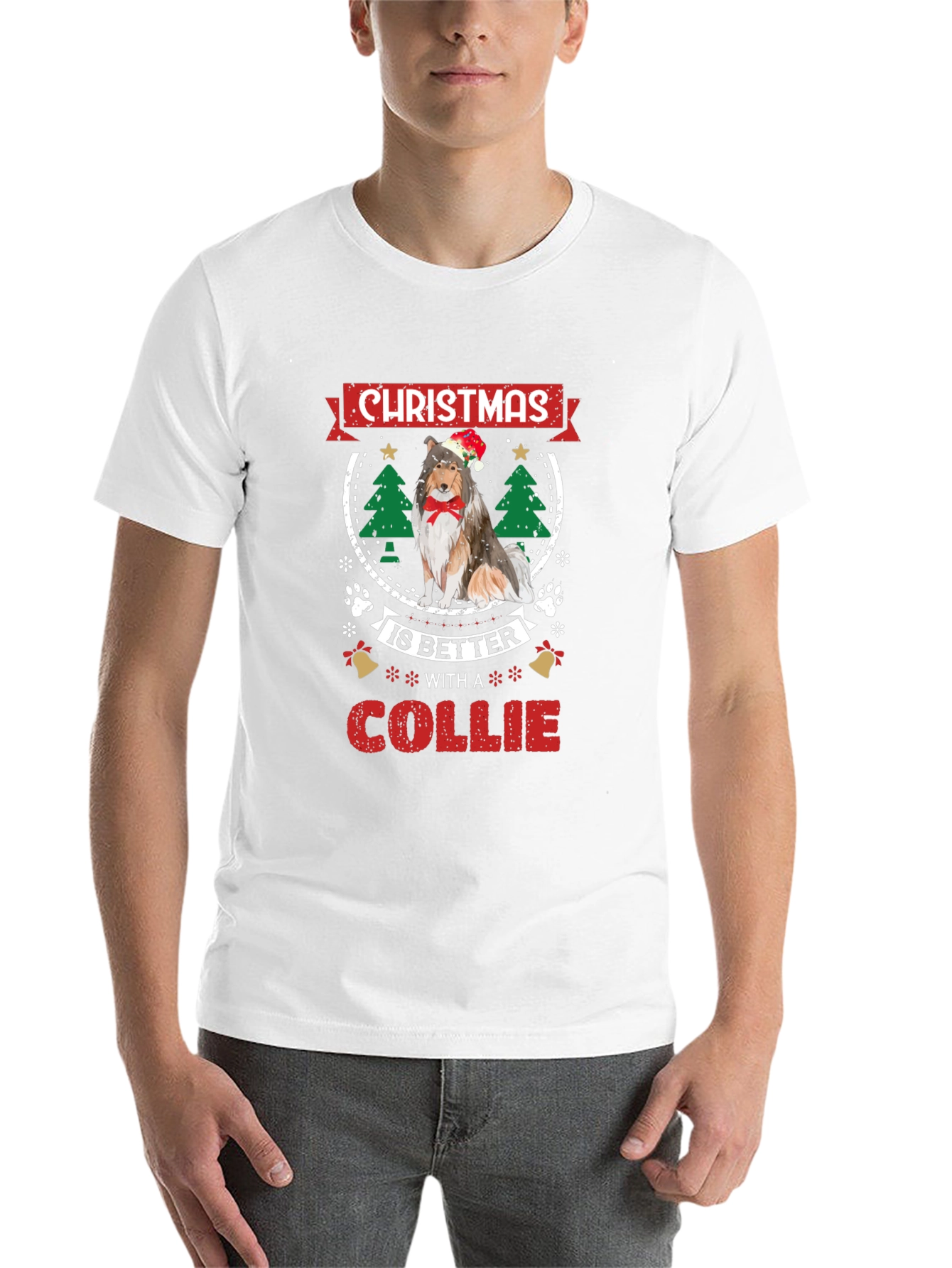 Christmas Collie Dog Graphic Tee