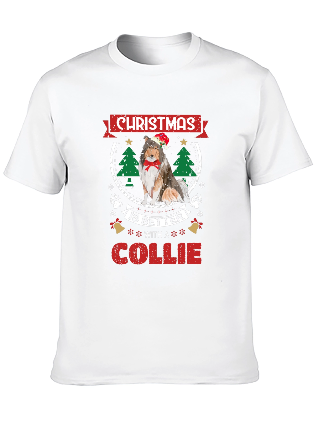 Christmas Collie Dog Graphic Tee