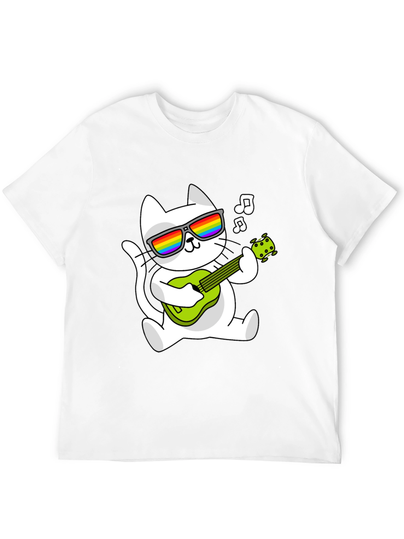 Cool Cat Guitarist Graphic Tee - Black