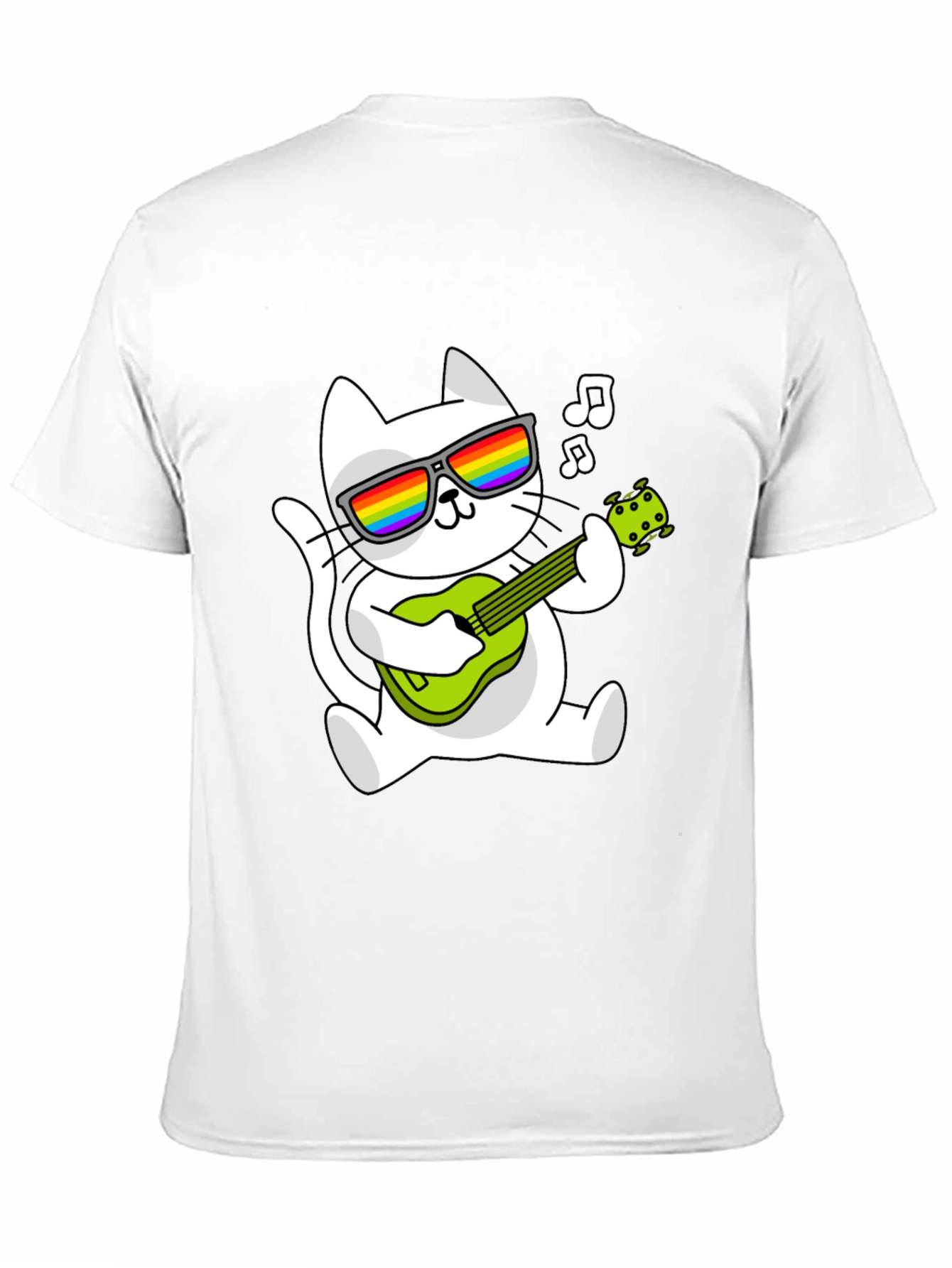 Cool Cat Guitarist Graphic Tee - Black
