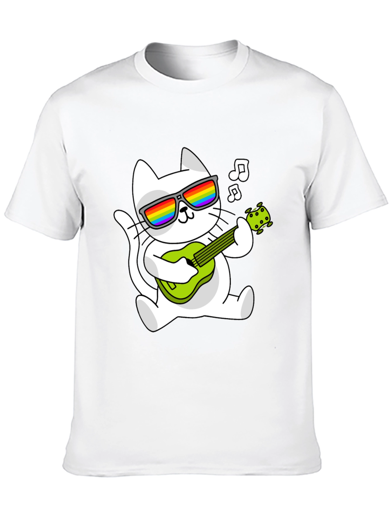 Cool Cat Guitarist Graphic Tee - Black