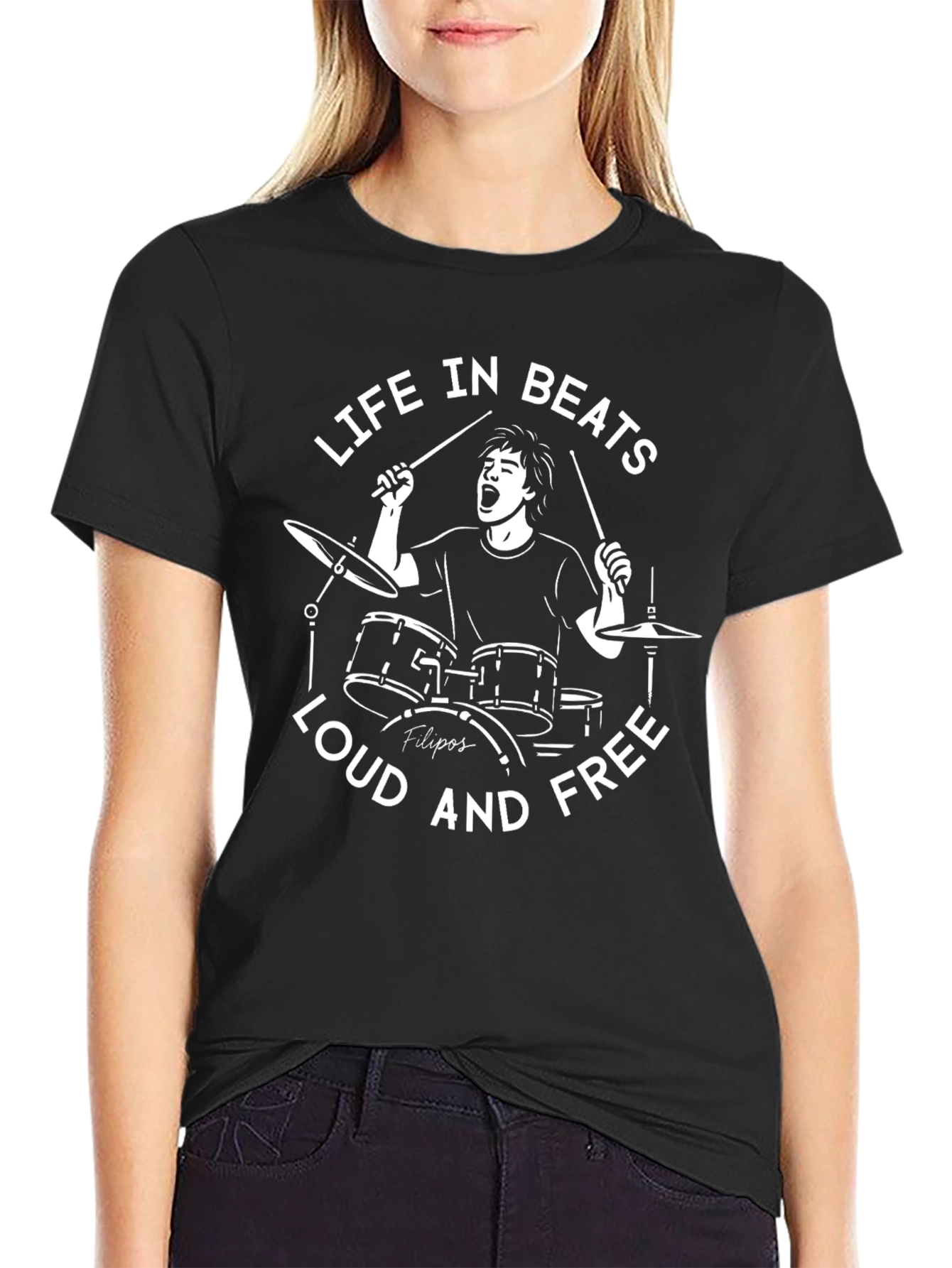 Life in Beats Drummer Graphic T-Shirt