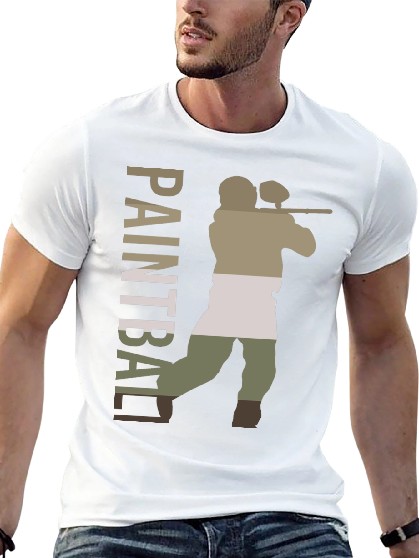 Paintball Player Graphic Tee - Black Cotton Blend