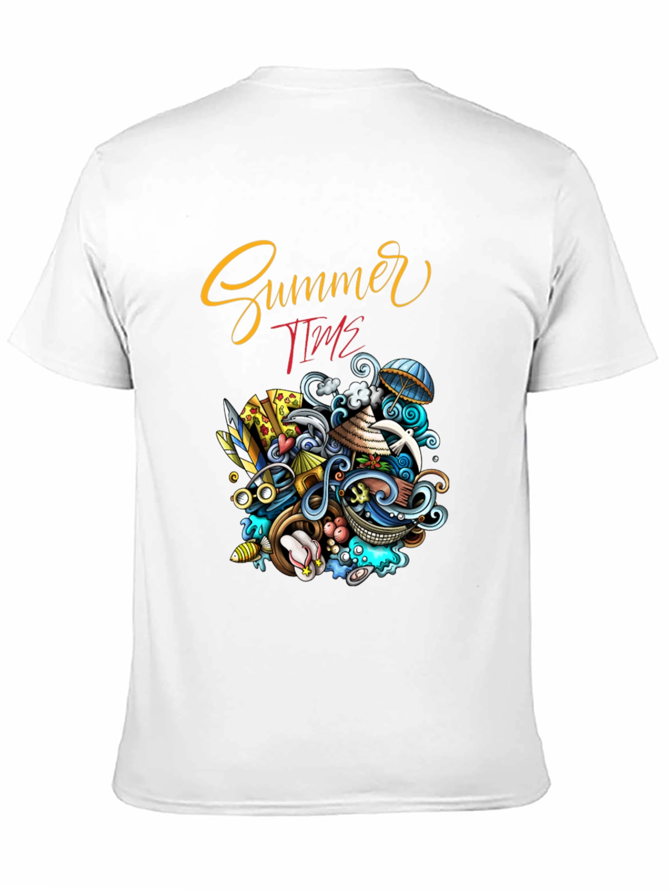 Summer Time Graphic Print Black T-Shirt