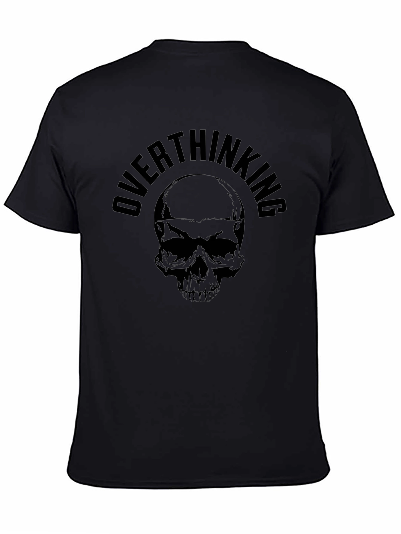 Overthinking Skull Graphic Black T-Shirt
