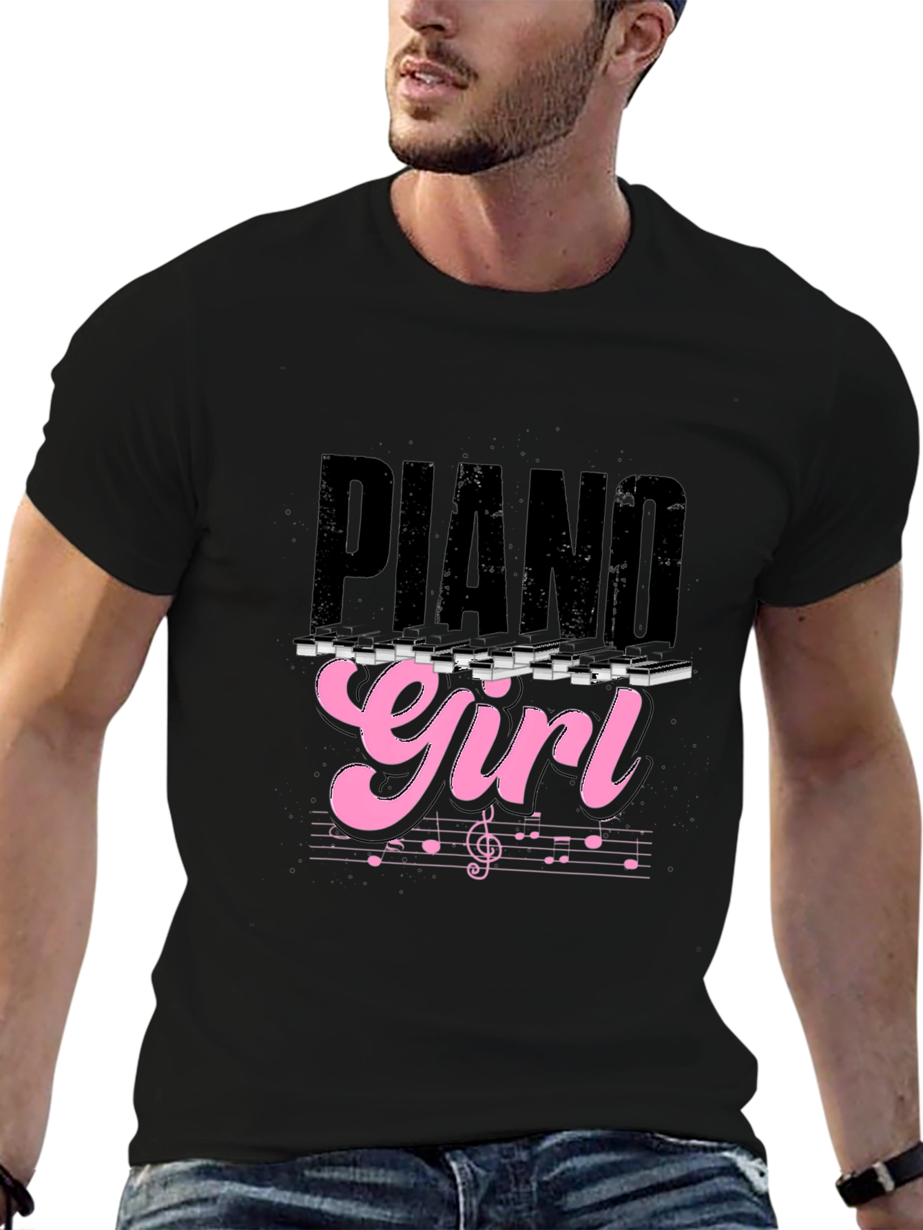 Piano Girl Graphic Tee - Music Lover T-Shirt