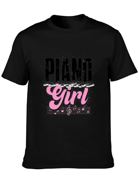 Piano Girl Graphic Tee - Music Lover T-Shirt