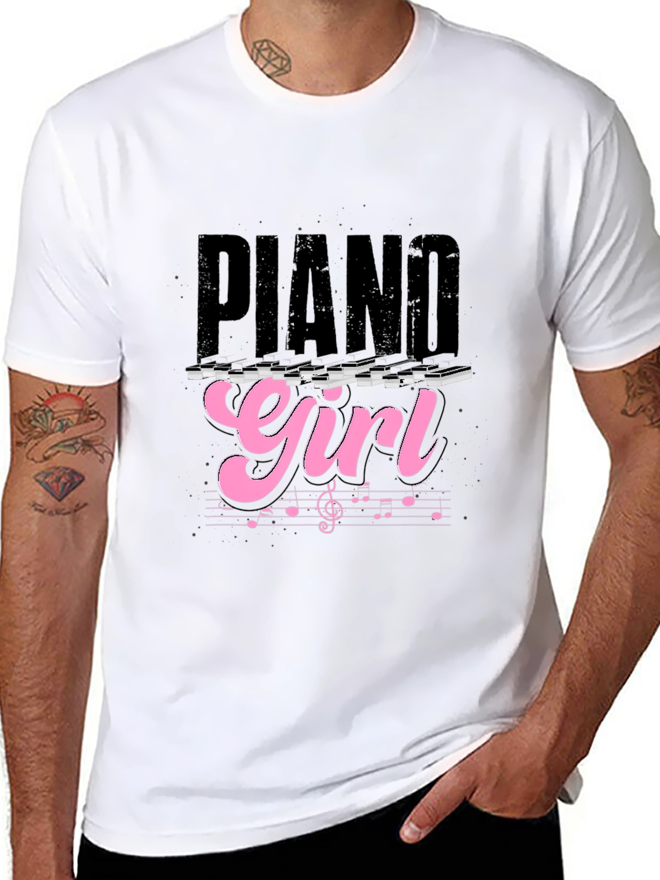Piano Girl Graphic Tee - Music Lover T-Shirt