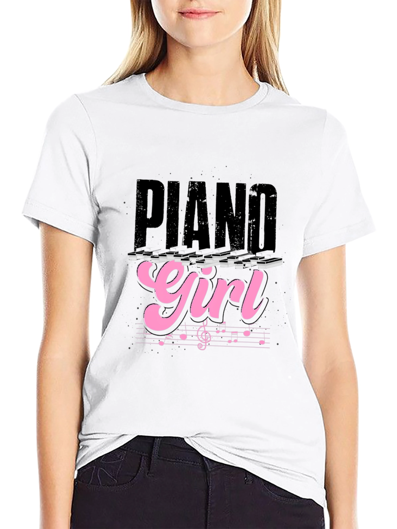 Piano Girl Graphic Tee - Music Lover T-Shirt