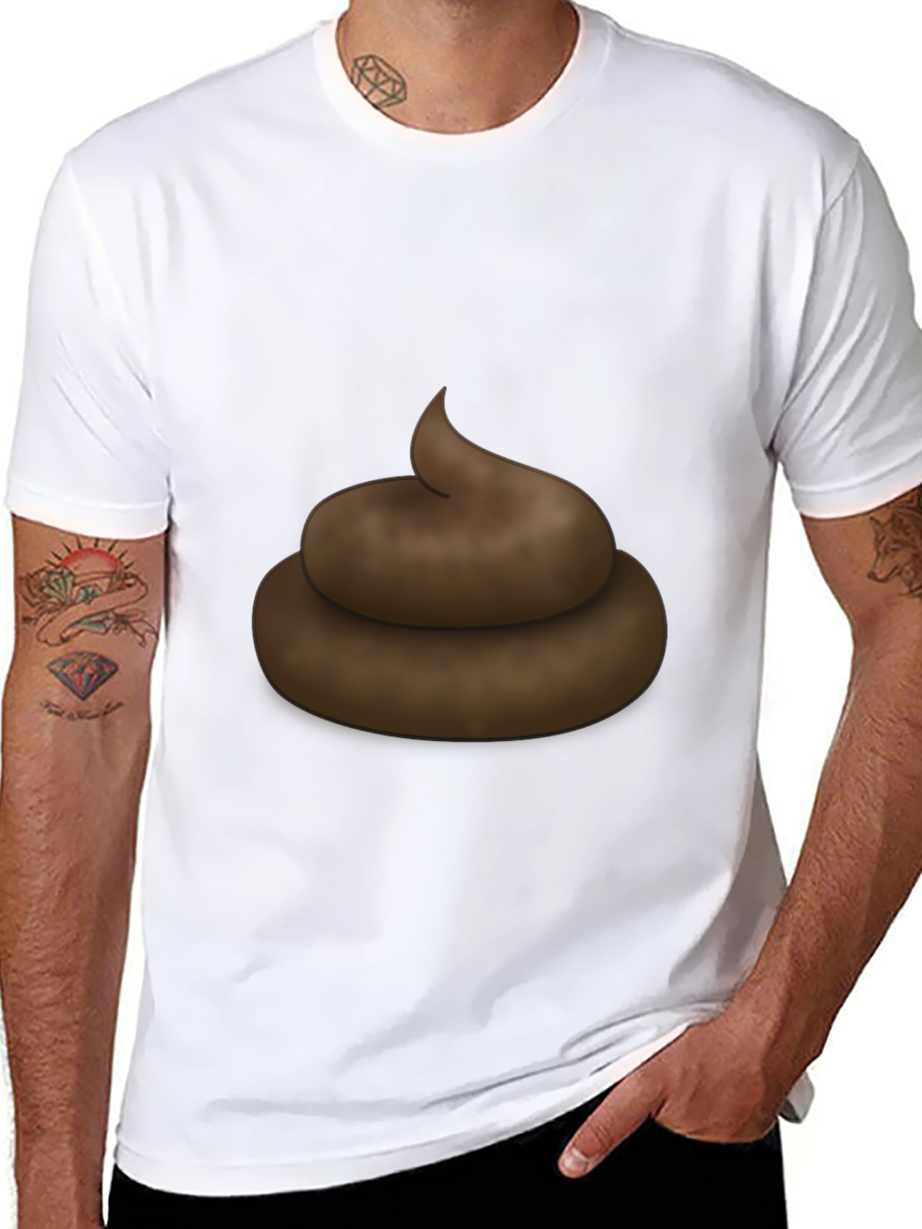 Poop Emoji Graphic Black T-Shirt - Novelty Tee
