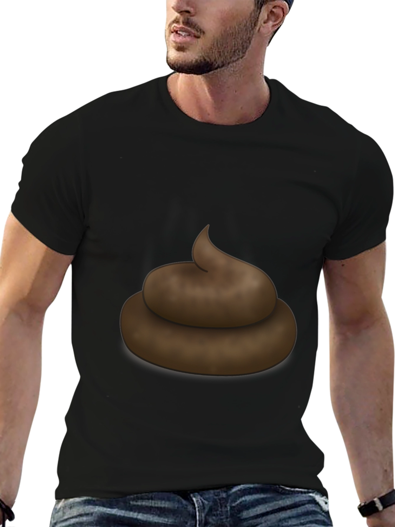 Poop Emoji Graphic Black T-Shirt - Novelty Tee