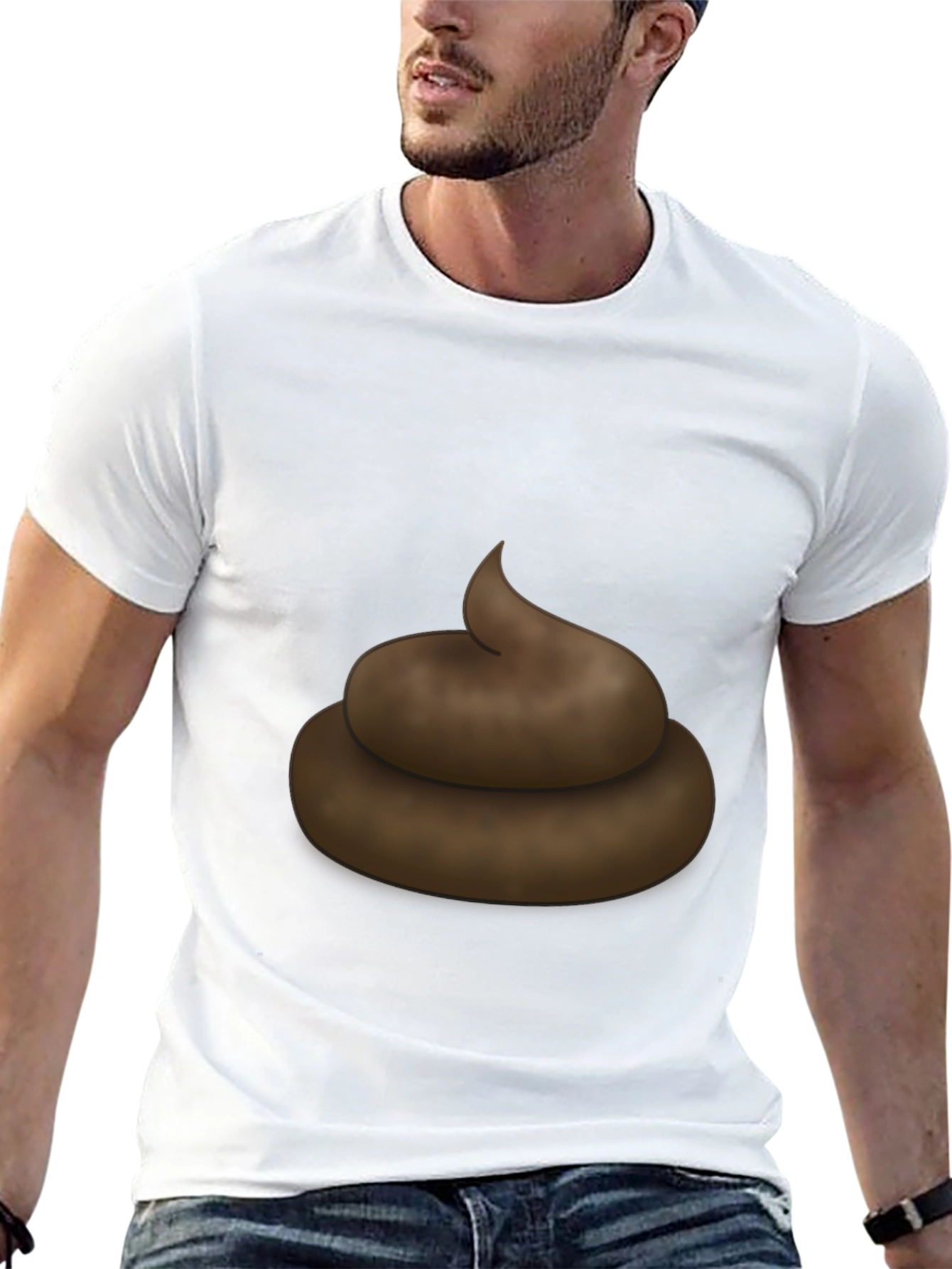 Poop Emoji Graphic Black T-Shirt - Novelty Tee