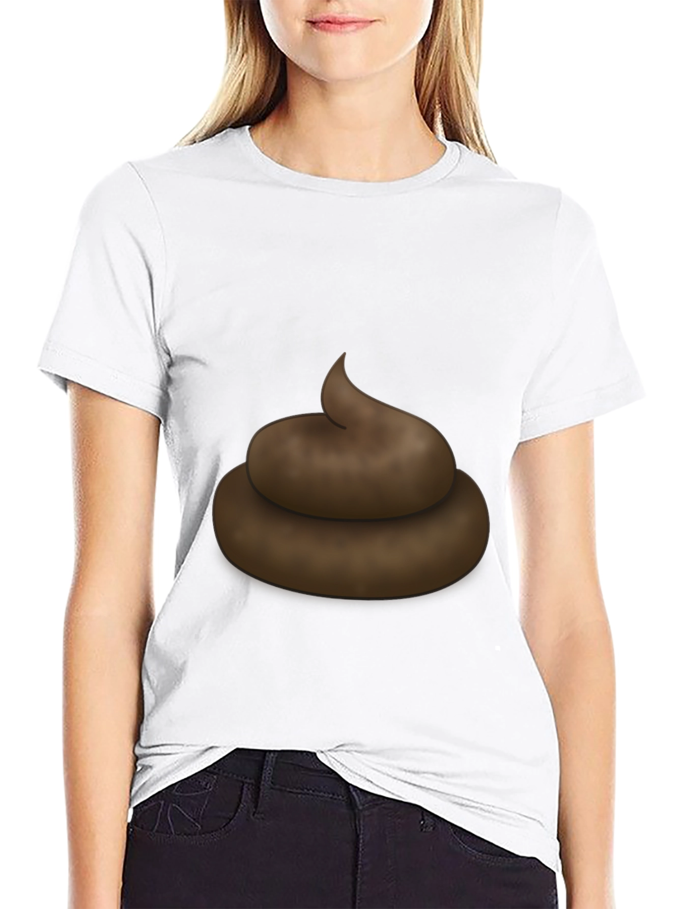 Poop Emoji Graphic Black T-Shirt - Novelty Tee