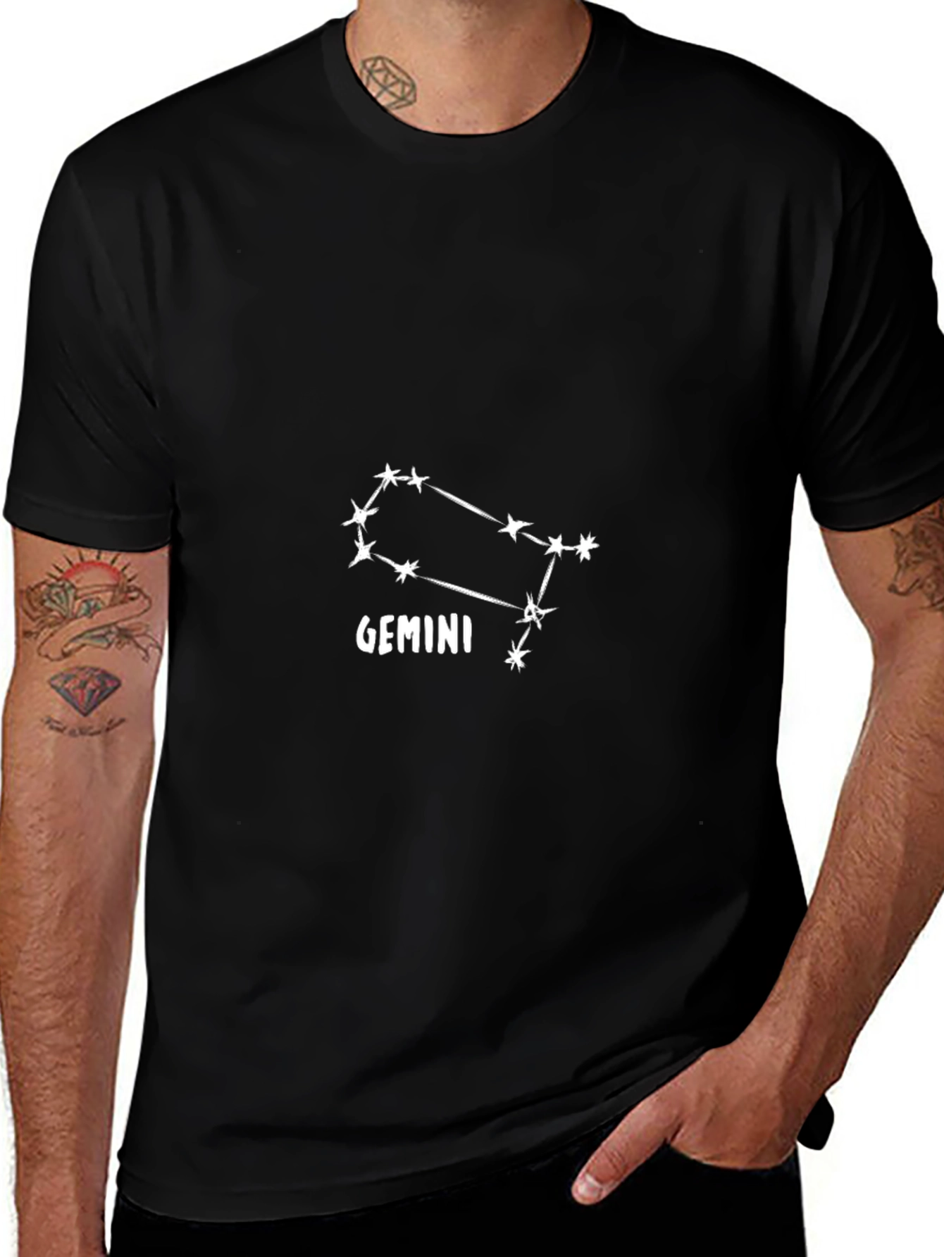 Gemini Constellation Black T-Shirt