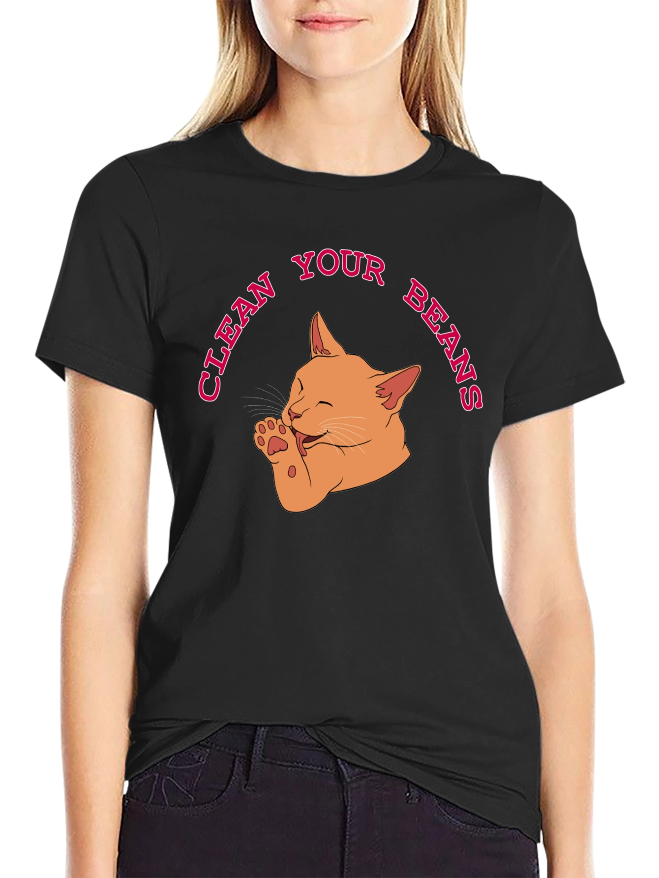 Clean Your Beans T-Shirt - Cute Cat Graphic Tee