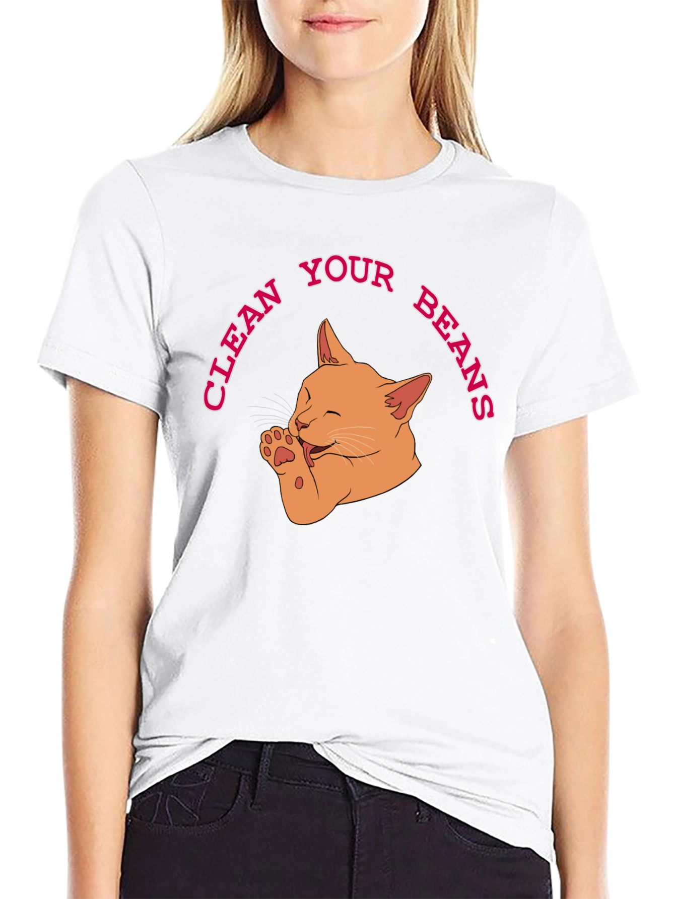 Clean Your Beans T-Shirt - Cute Cat Graphic Tee
