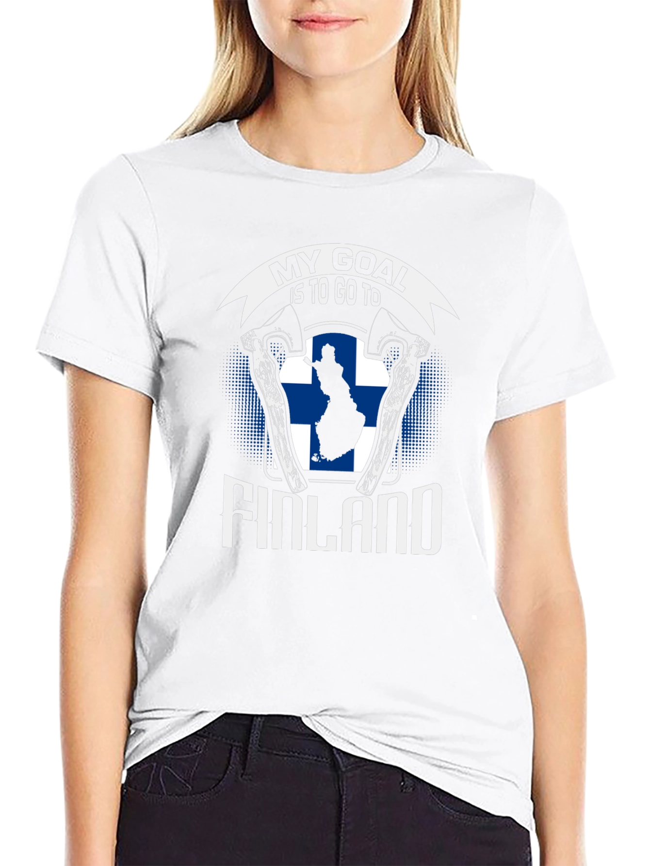 Finland Goal T-Shirt - Axe & Flag Design