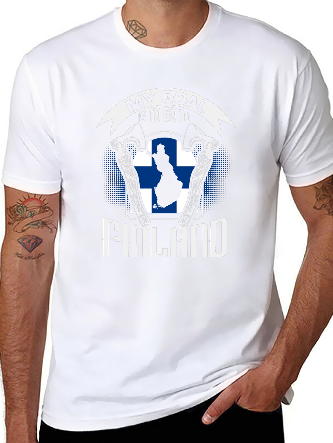 Finland Goal T-Shirt - Axe & Flag Design