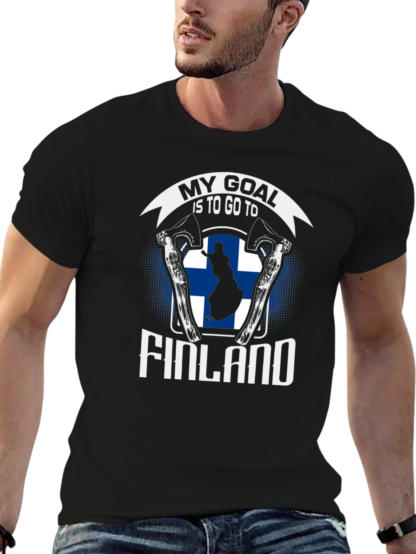 Finland Goal T-Shirt - Axe & Flag Design