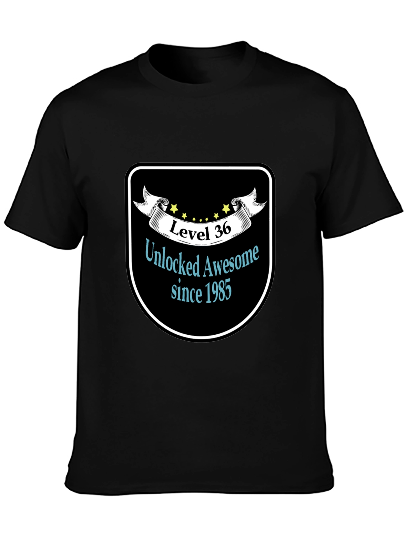 Level 36 Unlocked Awesome Since 1985 Black T-Shirt