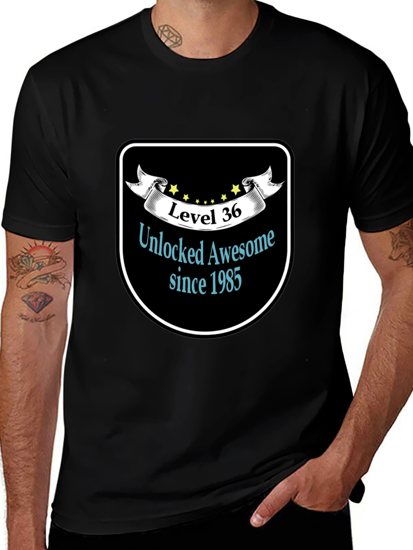 Level 36 Unlocked Awesome Since 1985 Black T-Shirt