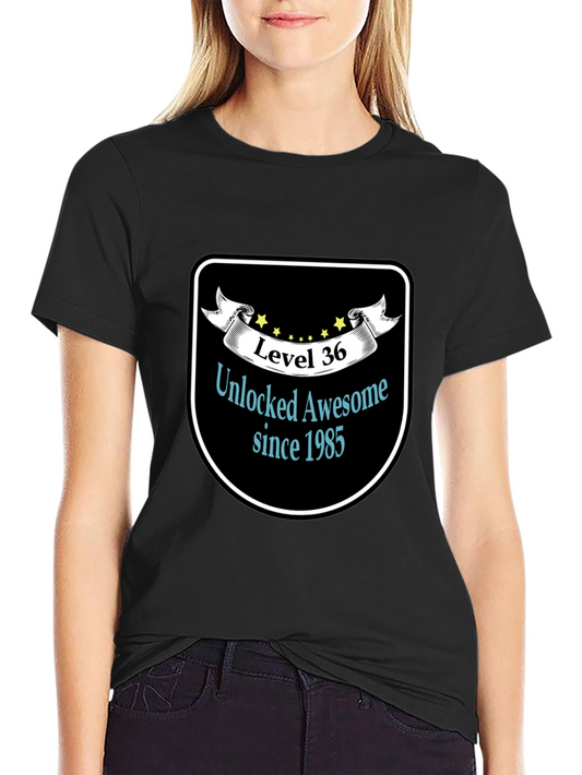 Level 36 Unlocked Awesome Since 1985 Black T-Shirt