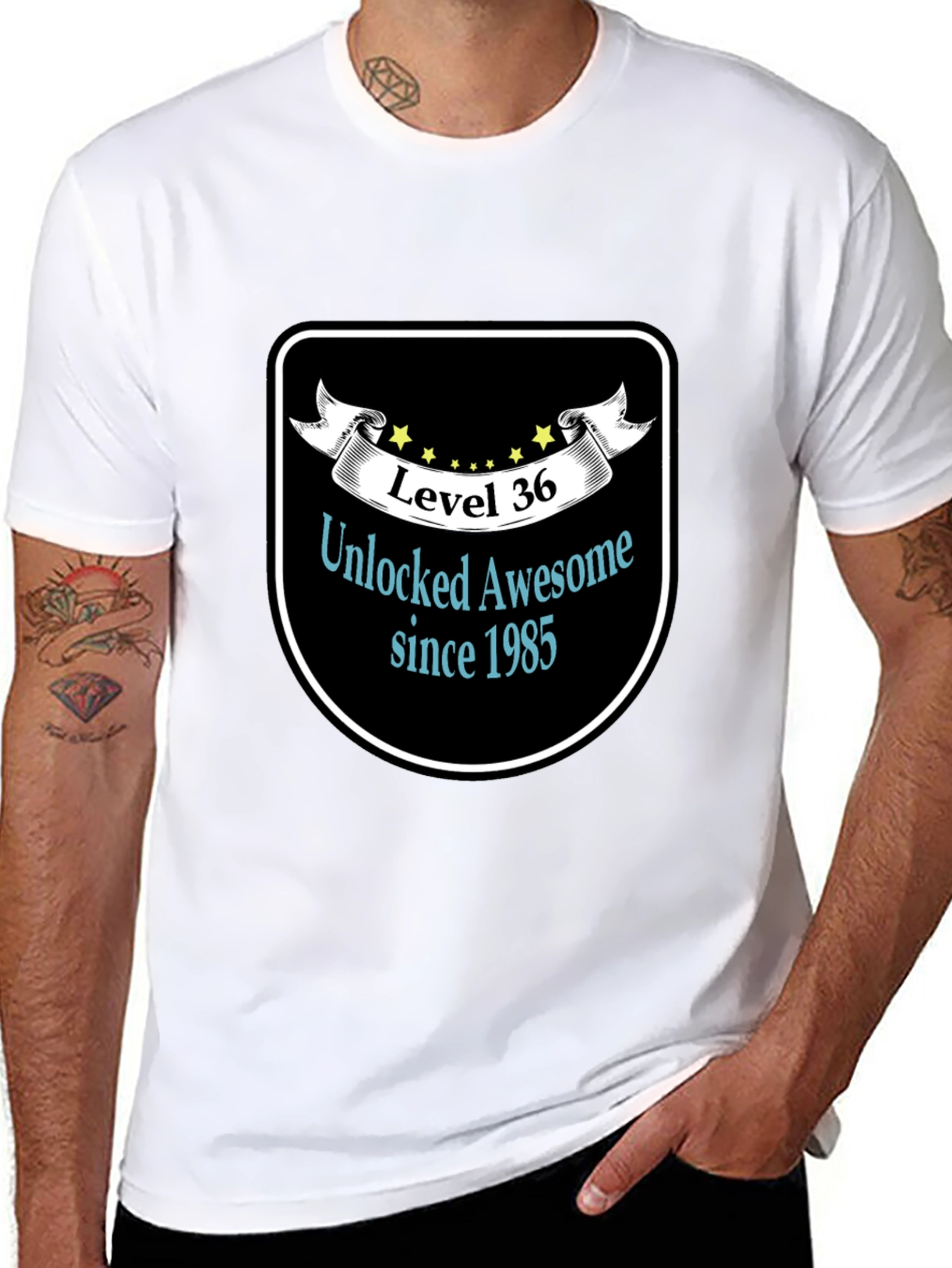 Level 36 Unlocked Awesome Since 1985 Black T-Shirt