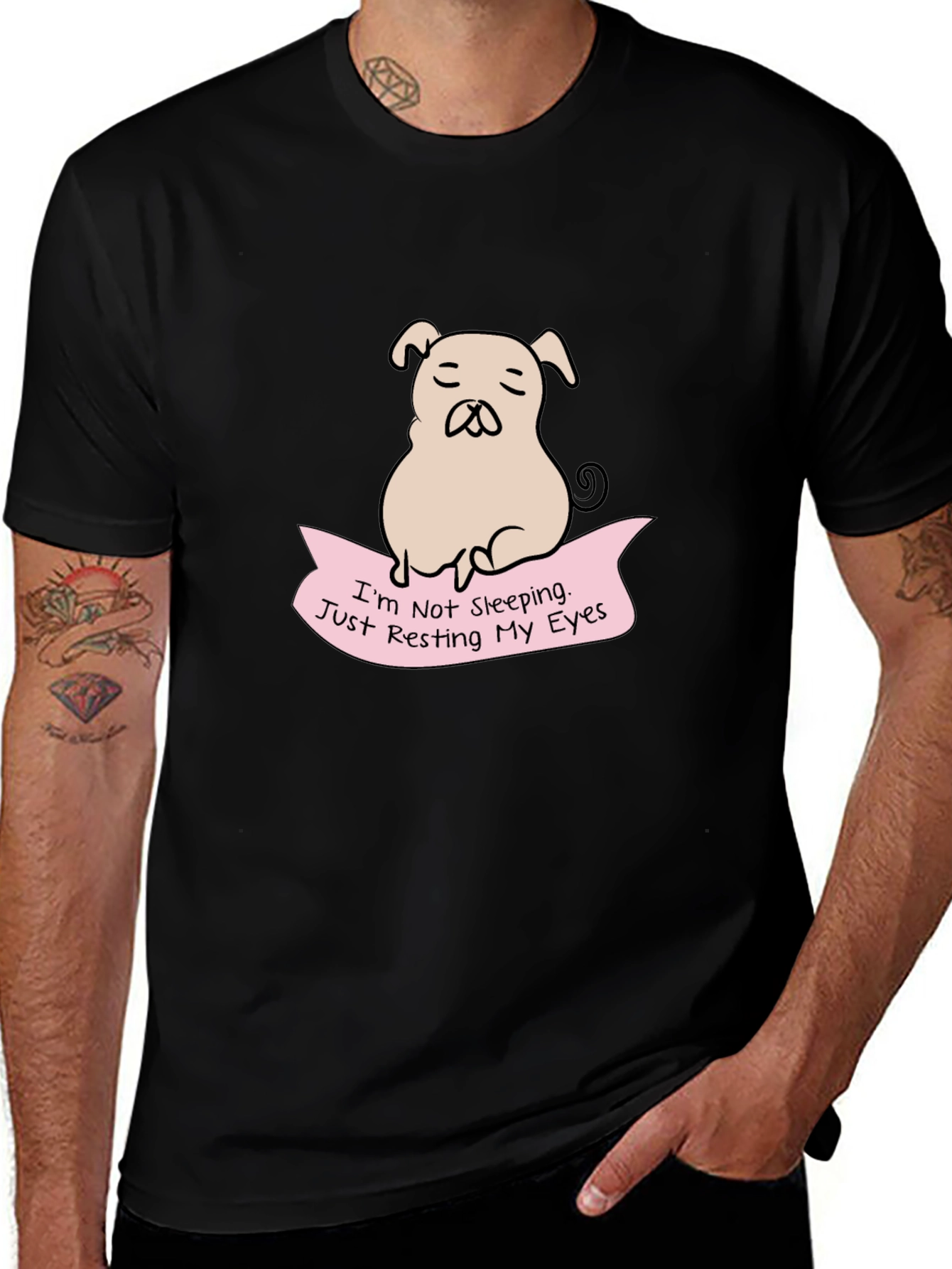 Resting Eyes Pug Graphic Tee