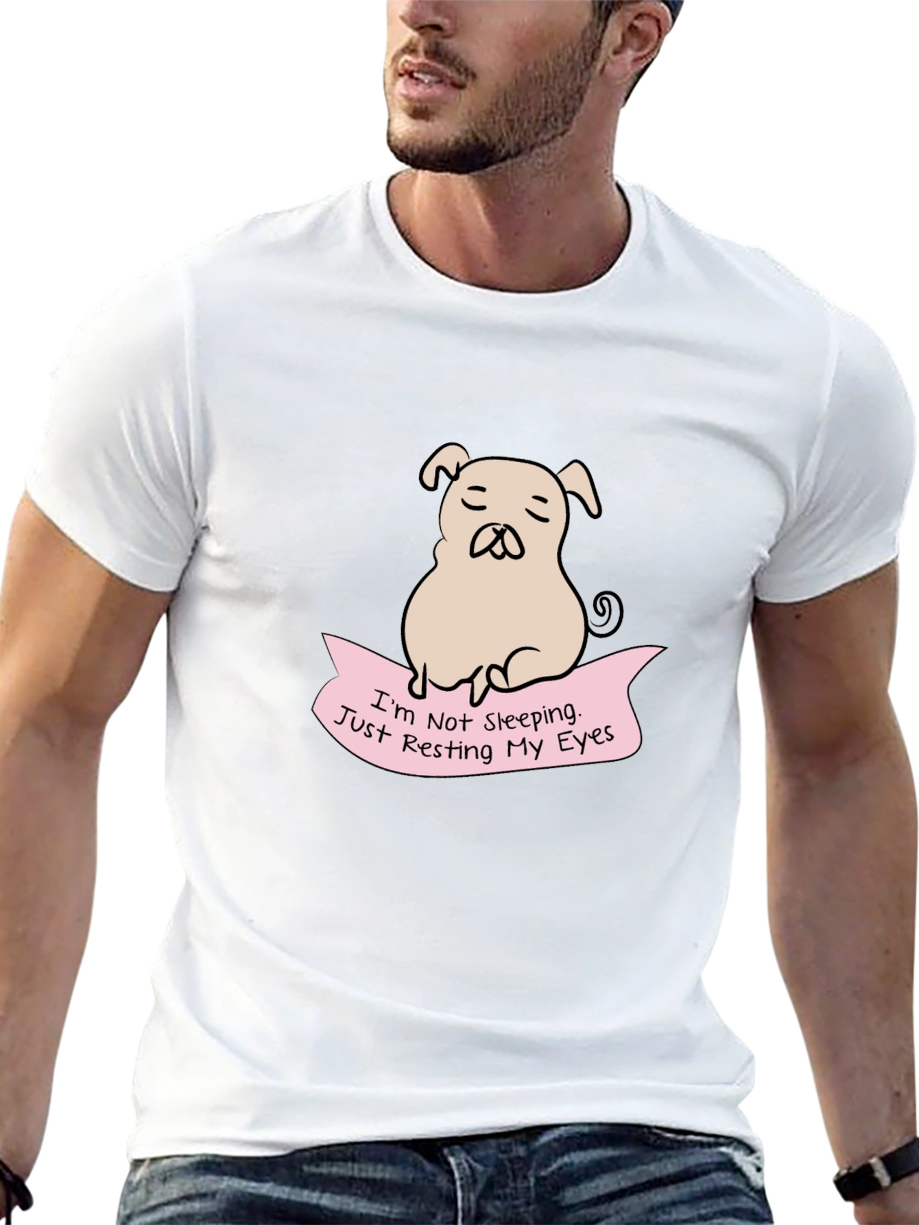 Resting Eyes Pug Graphic Tee