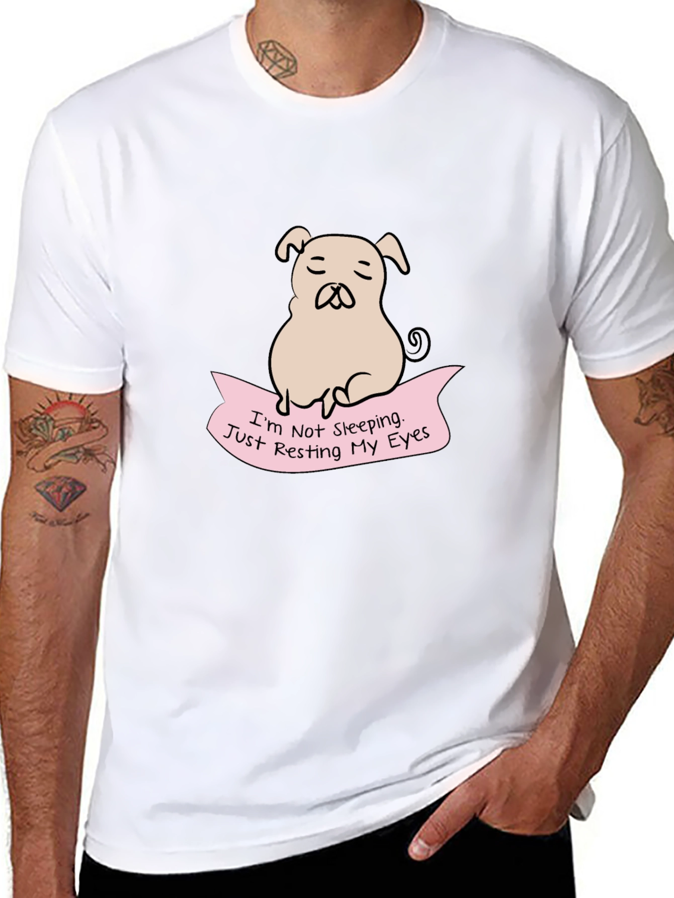 Resting Eyes Pug Graphic Tee