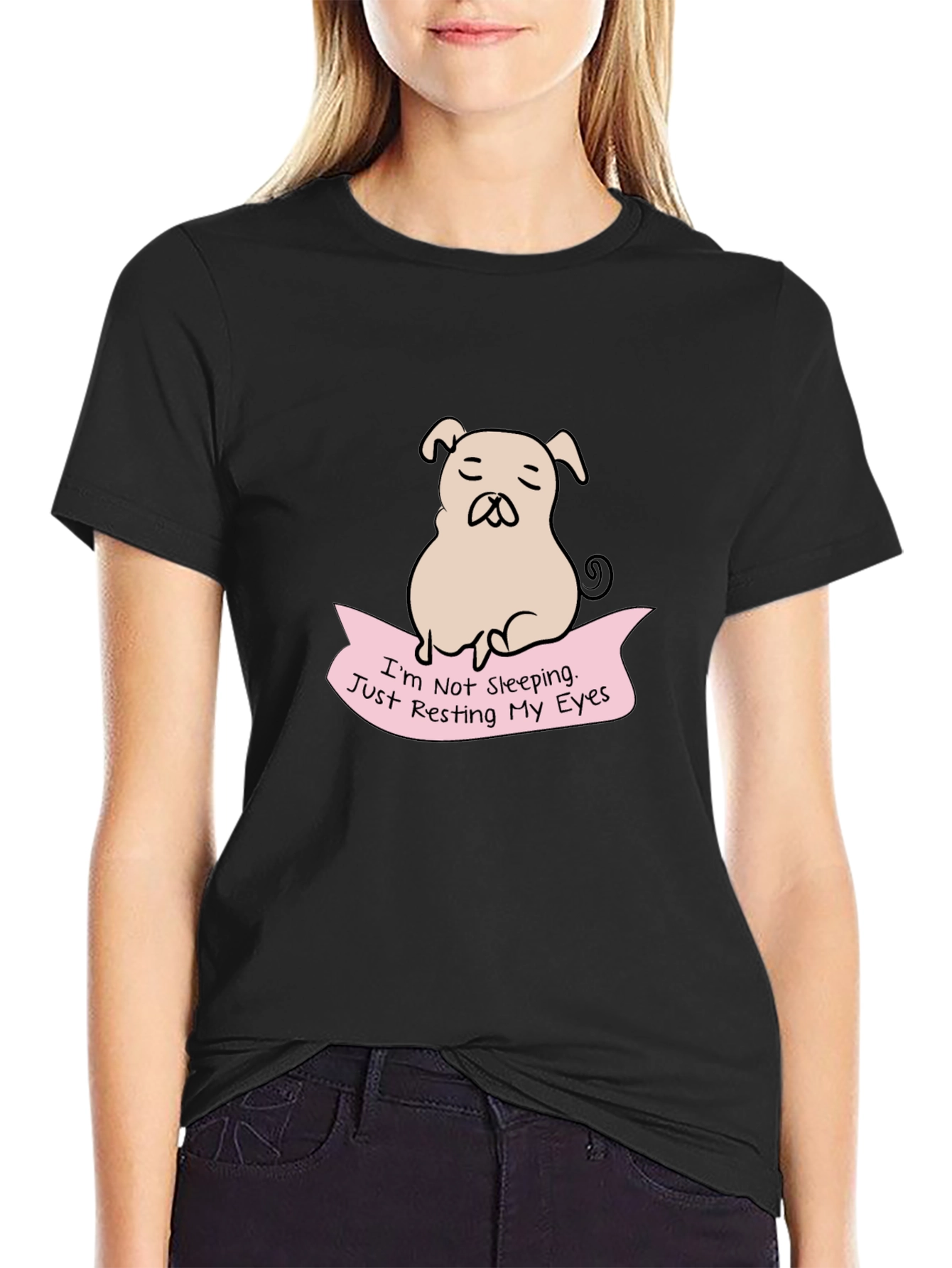 Resting Eyes Pug Graphic Tee