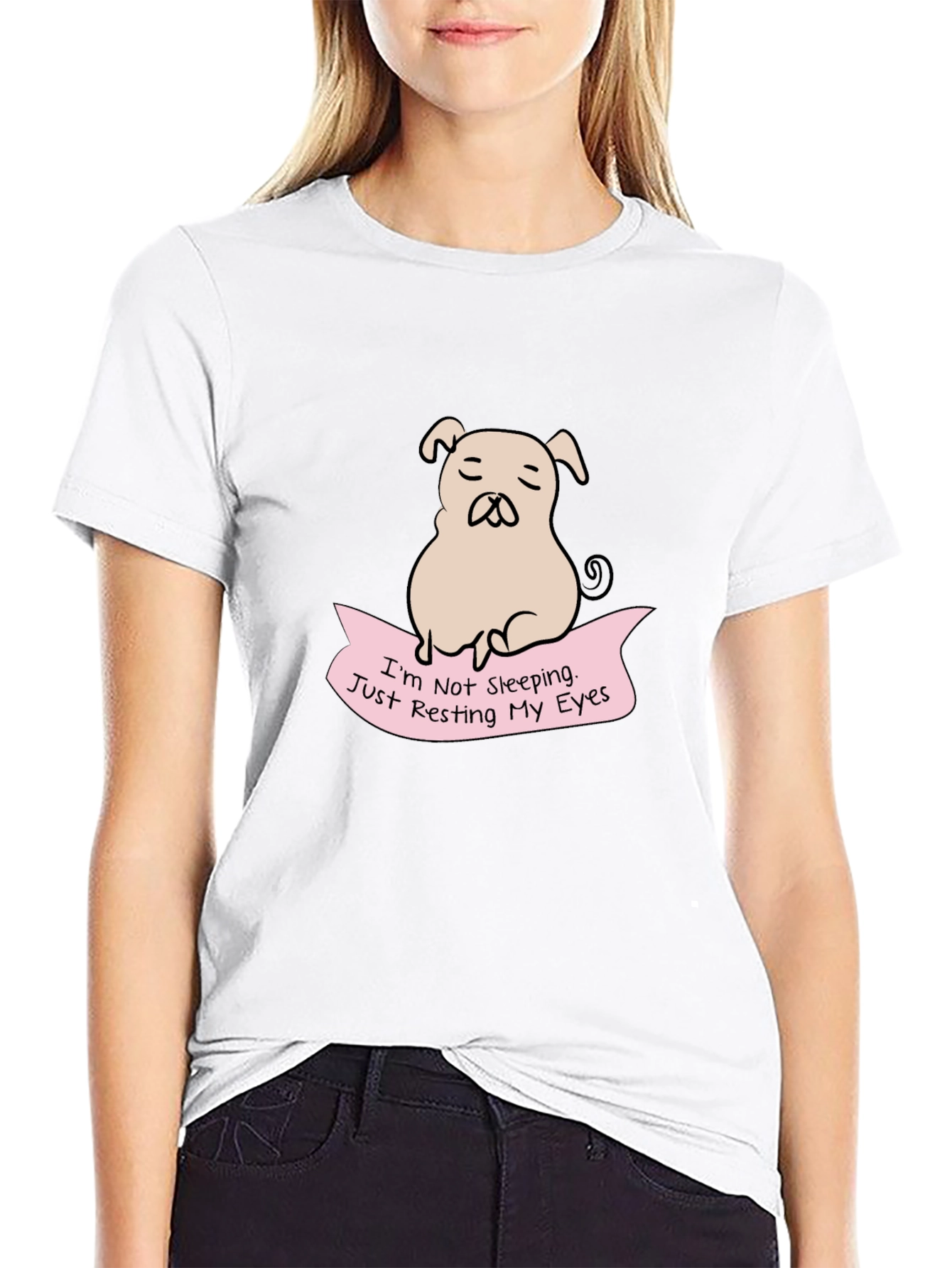 Resting Eyes Pug Graphic Tee
