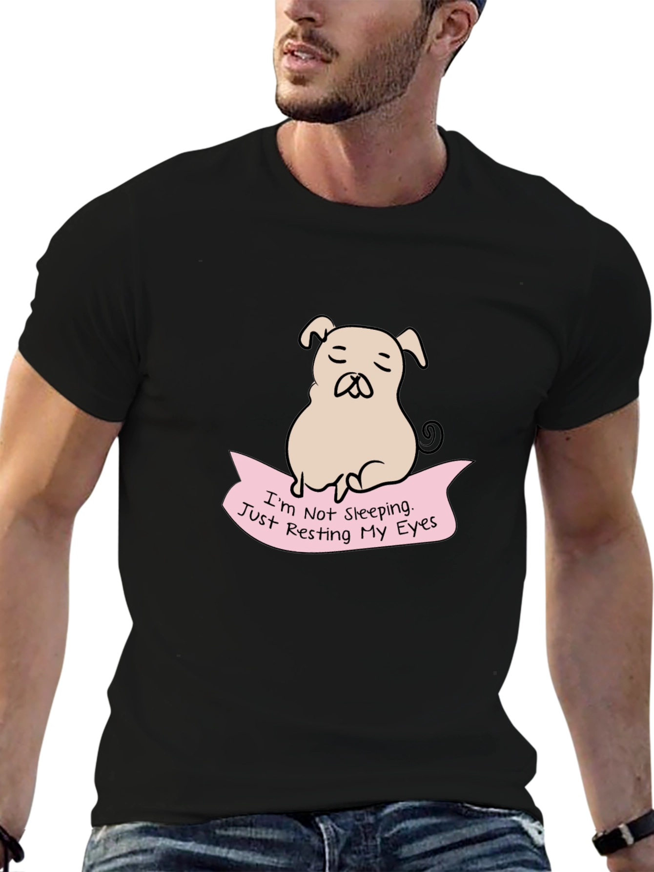 Resting Eyes Pug Graphic Tee