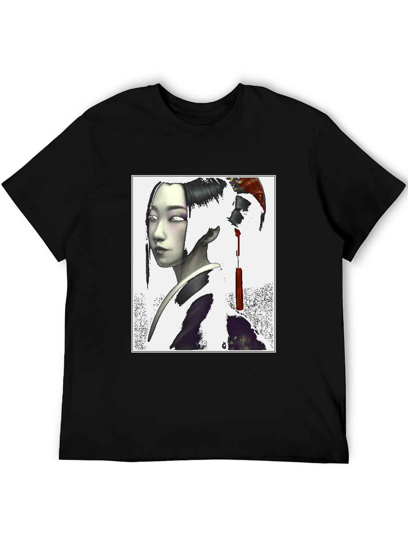 Geisha Graphic Print Black T-Shirt
