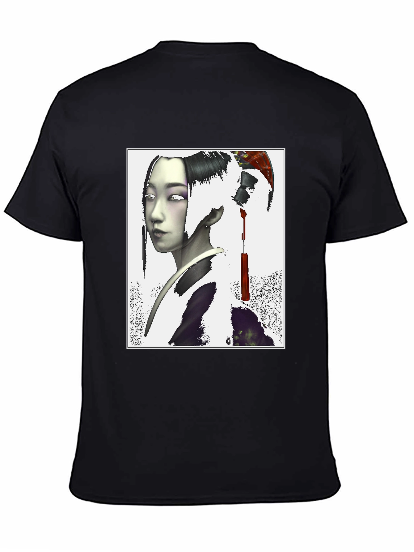 Geisha Graphic Print Black T-Shirt