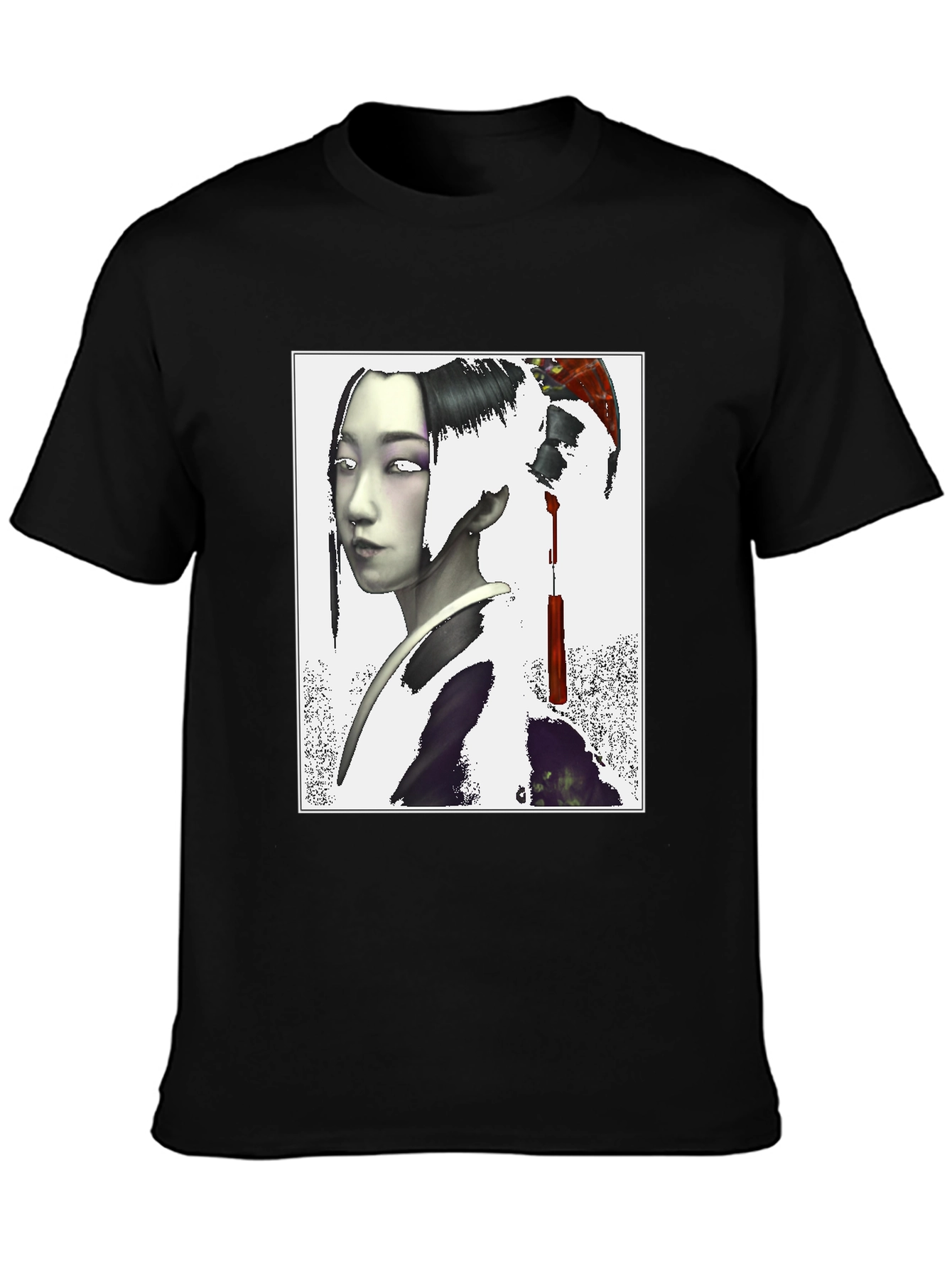 Geisha Graphic Print Black T-Shirt